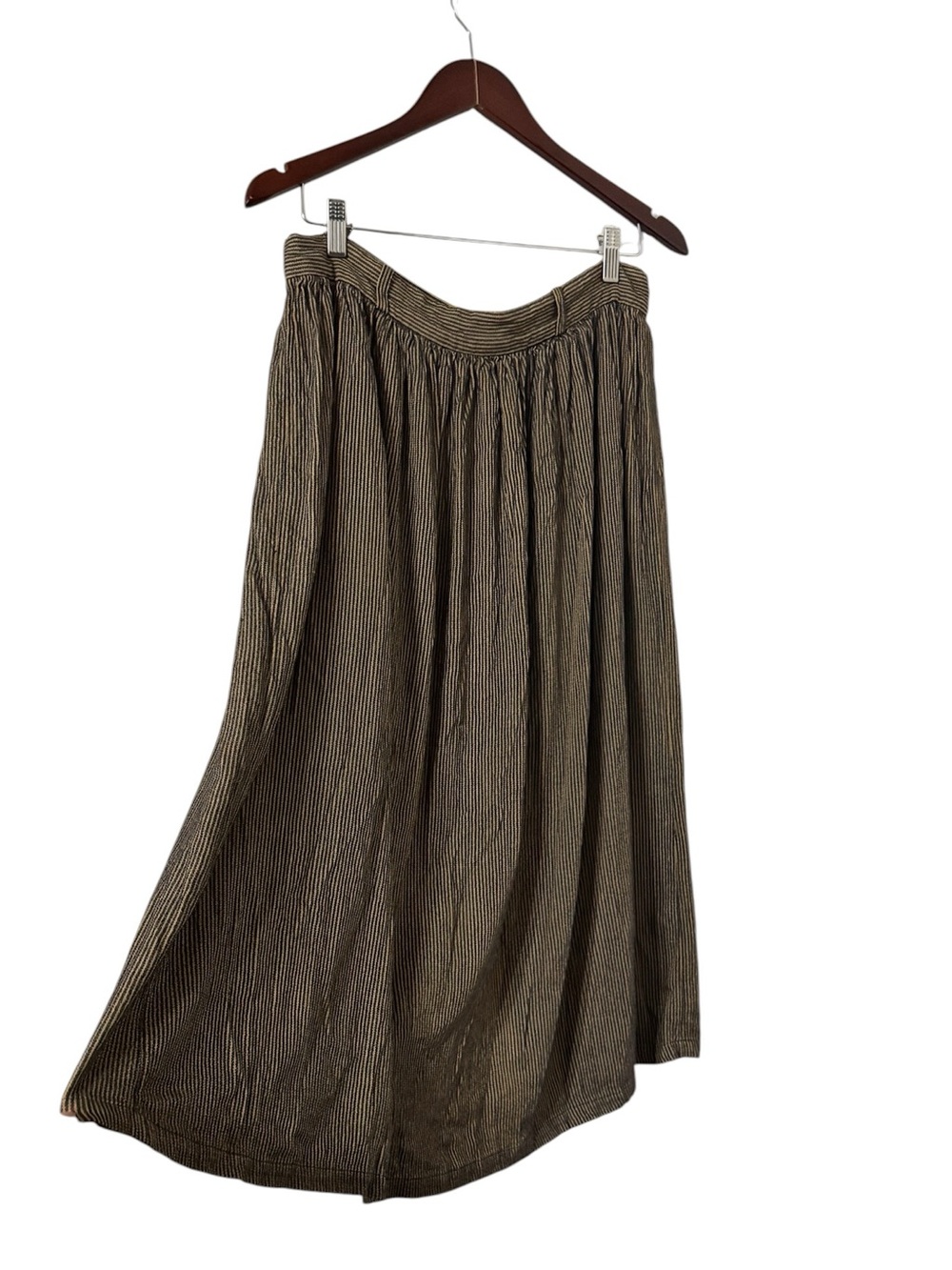 SESSUN Massari Striped Pleated Sand Black Midi Skirt - Picture 6 of 8
